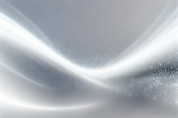 Sticker - metallic silver tone grey curved lines with abstracted particles against a modern background