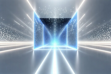 Wall Mural - gray radial motion lines with particle technology spatial background