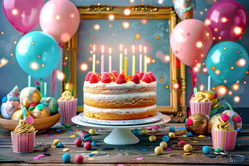 Wall Mural - birthday cake and candles