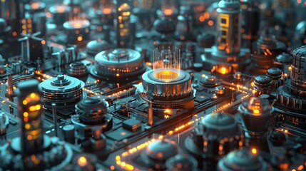 Wall Mural - 3d rendering of modern computer technology concepts featuring machine learning process with artifici