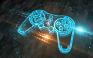 Canvas Print - Gaming pad and joystick symbol digital concept 3d illustration