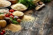 © Valentin - Rustic Kitchen Table with Fresh Vegetables and Grains