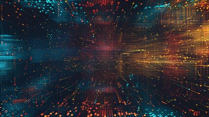 Digital background with big data code matrix and 3D rendering.