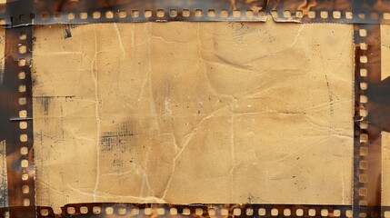 Poster - Vintage film strip frame with old paper texture and empty space