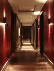 Canvas Print - hallway, corridor, eclectic, modern interior, night, light