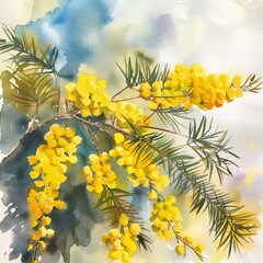 Sticker - mimosa in watercolor