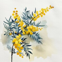 Wall Mural - mimosa in watercolor