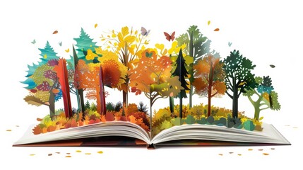 Canvas Print - pop up book, it's trees that pops up, child book