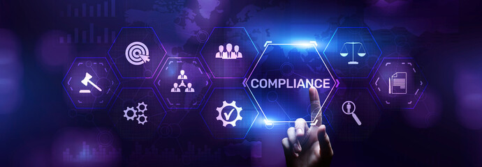 Wall Mural - Compliance rules regulation business policy law concept.