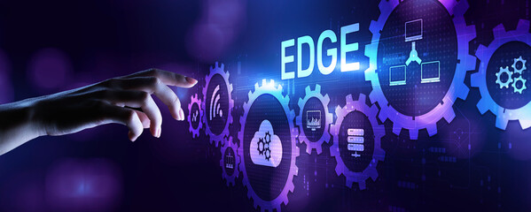 Edge computing networking internet technology concept on screen interface.