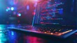 © Антон Сальников - Programming and coding technologies concept development in the digital technology industry.
