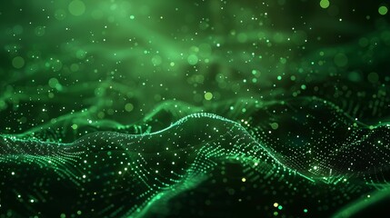 Wall Mural - an abstract green techno background overlapped on a dark background. glow in the dark circles decora