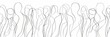 © Nima - Line Art Silhouette of People in a Row - A line art drawing of multiple people silhouettes in a row. The minimal black lines create an abstract and elegant representation of humanity. - A line art dra