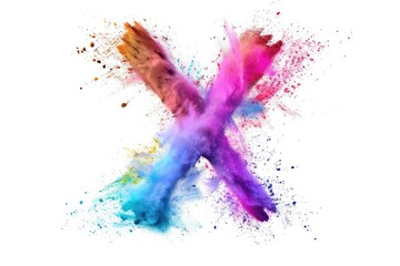 Poster - A single colorful powdered letter X on a white background, suitable for various design and creative projects