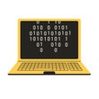 © Amahce - Script coding and programming concept. User programming coding binary code on laptop. Icon for web, blog, seo, social media, internet advertising. Vector illustration in flat style