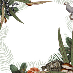 Wall Mural - Jungle animals frame png transparent background