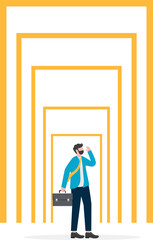 Wall Mural - Door and maze, the front of the businessman standing is the endless door

