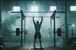 © Dina - athletic guy lifting weights in the gym, featuring soft, diffused lighting and clean, fitness training personal trainer. Focus and determination in weight loss and body building.