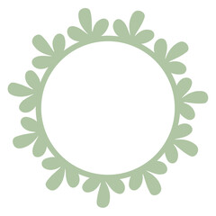 Wall Mural - A green floral frame with abstract leaf-like shapes arranged in a circular pattern around a blank white space in the center