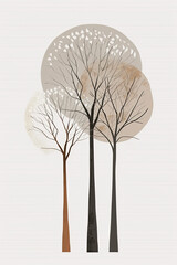 Wall Mural - An abstract painting of some trees in the forest with neutral colors