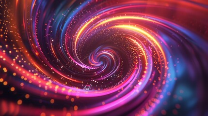 Wall Mural - Colorful swirl elements with neon led illumination. Abstract futuristic background. ,copy space, High quality