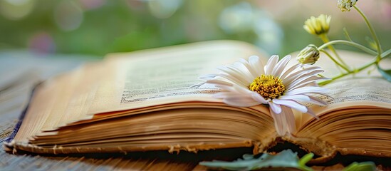 Poster - Craft book with a flower design providing copy space image for text or pictures