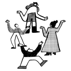 Wall Mural - people dancing doodle png sticker, party graphic, transparent background