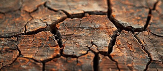 Fototapete - Close up image of a cracked piece of wood against a plain background with copy space image
