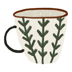 Wall Mural - leafy coffee mug png sticker, transparent background