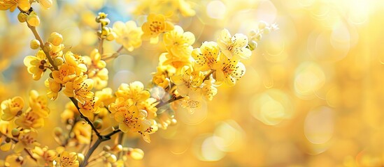 Aufkleber - Close up yellow flowers with a blurred background in a copy space image