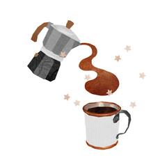 Wall Mural - kettle pouring coffee png sticker, transparent background