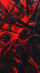 Wall Mural - Modern abstract background illustration featuring a chaotic arrangement of intersecting red and black geometric shapes