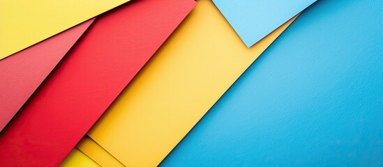 Aufkleber - Background of colored cardboards in shades of blue yellow and red with space for an image Horizontal orientation. copy space available