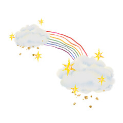 Wall Mural - sparkly rainbow clouds png sticker, creative collage on transparent background