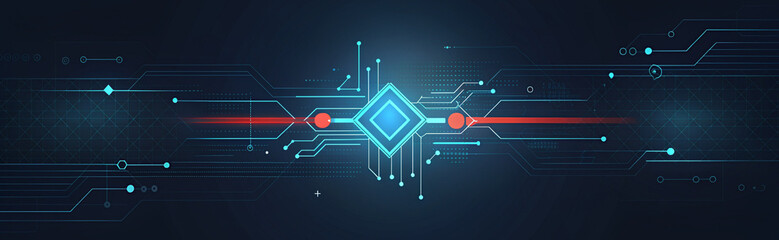 Banner. A technological tech sense of the original code line blue background.