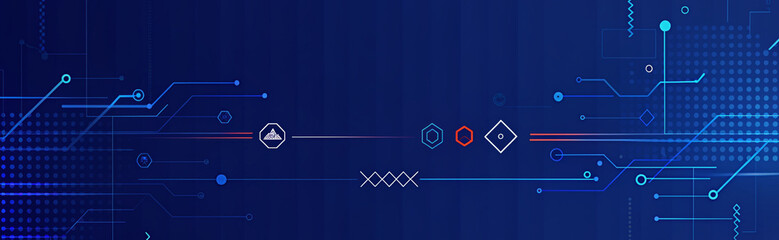 A technological tech sense of the original code line banner blue background.