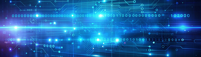 Banner. A technological tech sense of the original code line blue background.
