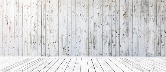 Aufkleber - Background with a textured white hardwood wall with copy space image