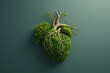 © ADDICTIVE STOCK - Heart-shaped structure composed of moss and roots. Generative AI image