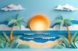 © ADDICTIVE STOCK - Tropical beach scene depicted in paper art style. Generative AI image