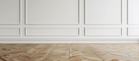 Aufkleber - White blank wall with wooden floor parquet and skirting perfect for a copy space image
