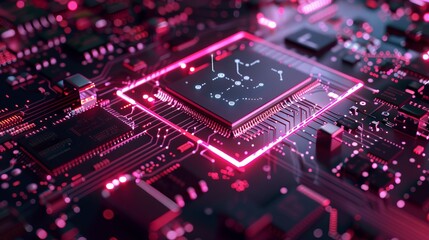 Wall Mural - 3d render of ai artificial intelligence technology featuring cpu central processor unit chipset on p
