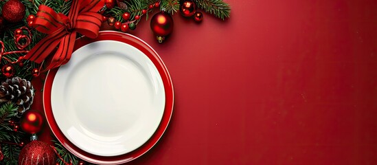 Aufkleber - Christmas background with plate accent and copy space image