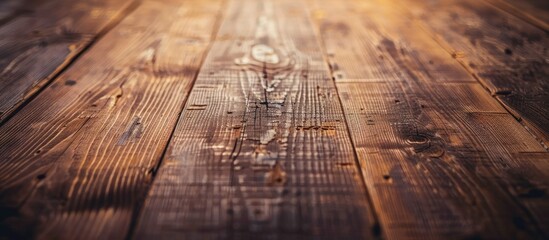 Poster - Close up of a vintage wooden tabletop providing a textured background with ample copy space for images