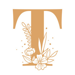 Poster - Letter T script png floral alphabet