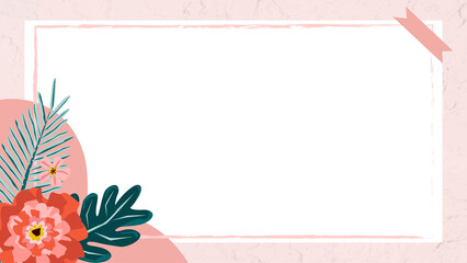 Sticker - Floral frame with washi tape transparent png