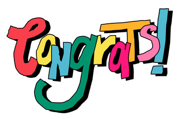 Wall Mural - Congrats! colorful doodle font png