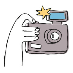 Sticker - Colorful hand drawn camera transparent png clipart