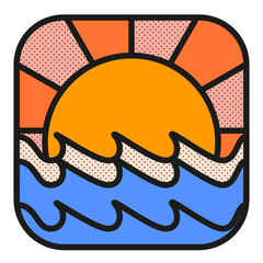 Poster - Sunset png sticker, funky summer design, transparent background