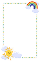 Poster - Rainbow & sun png frame, cute cartoon illustration, transparent background